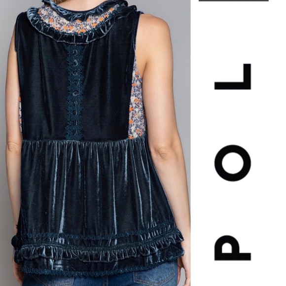 3/$30 Deal POL Midnight Blue Velvet Babydoll - Picture 3 of 7